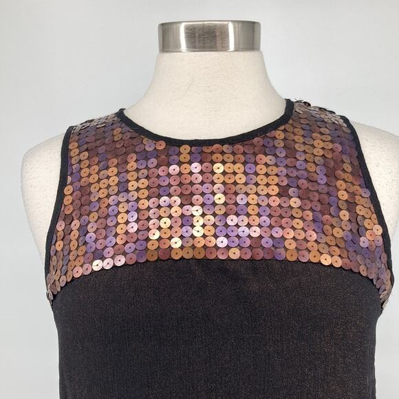 ABS Womens Brown Sleeveless Silk Dress Balloon Hem Sequined Bodice Size 6 New - Picture 16 of 16